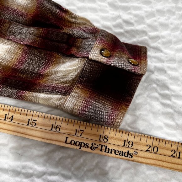 Pendleton Thomas Kay Plaid Western Large Long Sleeve Pearl Snap HEAVY Cotton - Picture 11 of 13